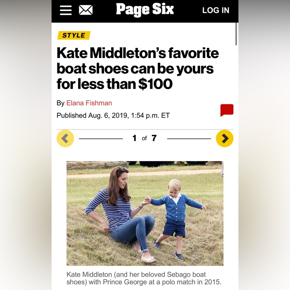 Sebago Bala boat shoes Size 8M women’s as seen on Kate Middleton